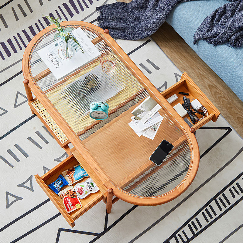 Loft Home glass-top table with a wooden frame and storage, from Glass Tables collection, a modern and practical design for stylish living spaces.