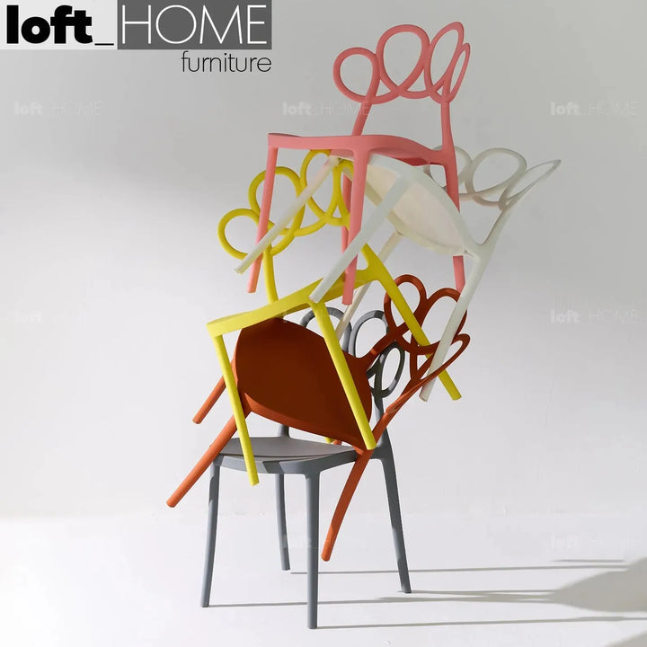 Contemporary plastic dining chair mila material variants.