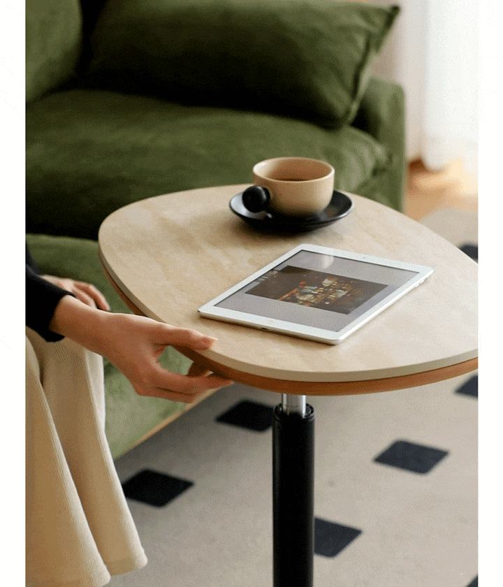 Scandinavian Sintered Stone Cherry Wood Height Adjustable Side Table ROMAN