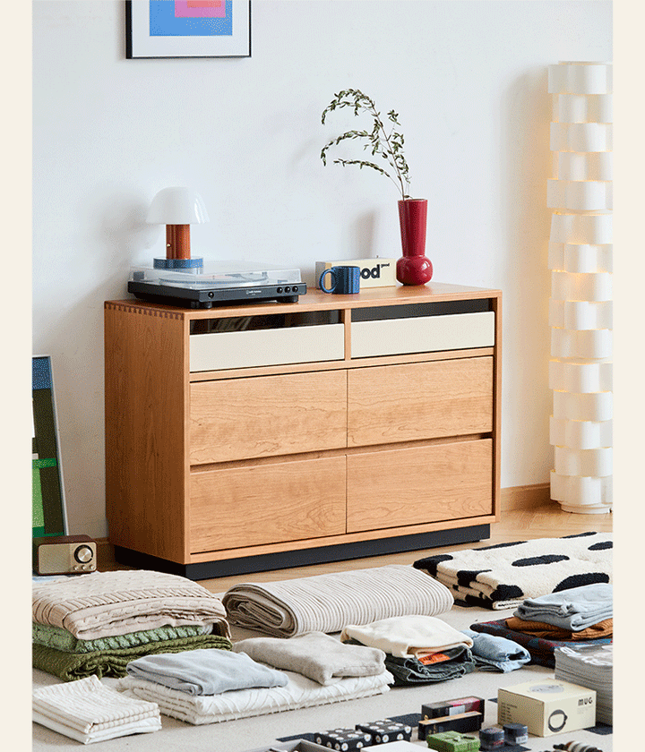 Scandinavian cherry wood chest of drawers timeless 6 in real life style.