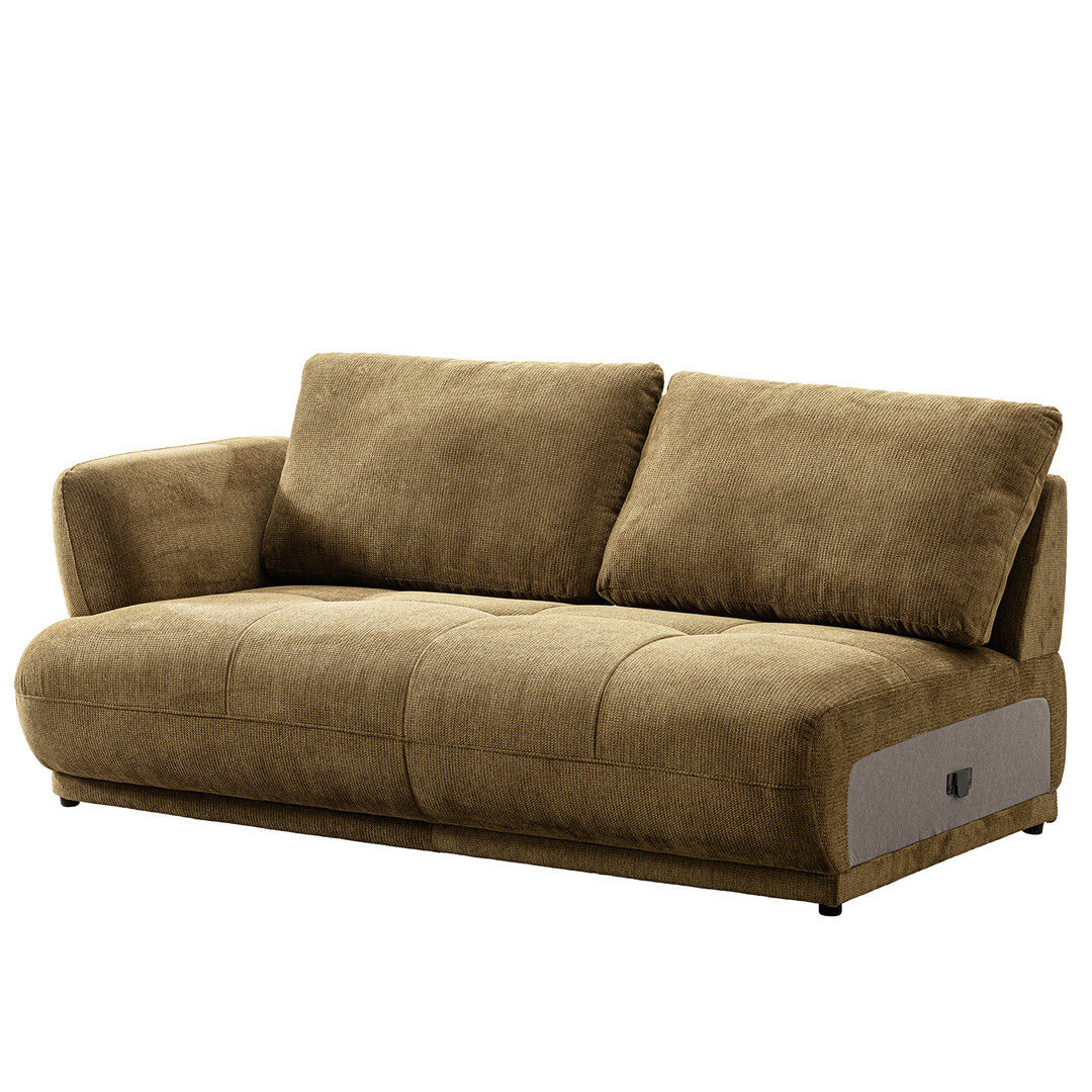 Cream cotton fabric modular l shape sectional sofa 3+l mossy layered structure.