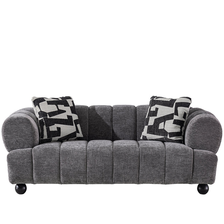 Modern velvet fabric 2 seater sofa raven in white background.