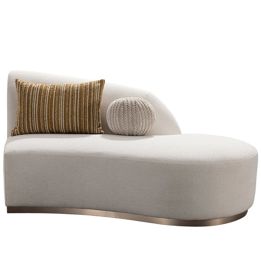 Modern boucle fabric modular chaise 2 seater sofa loomi in white background.
