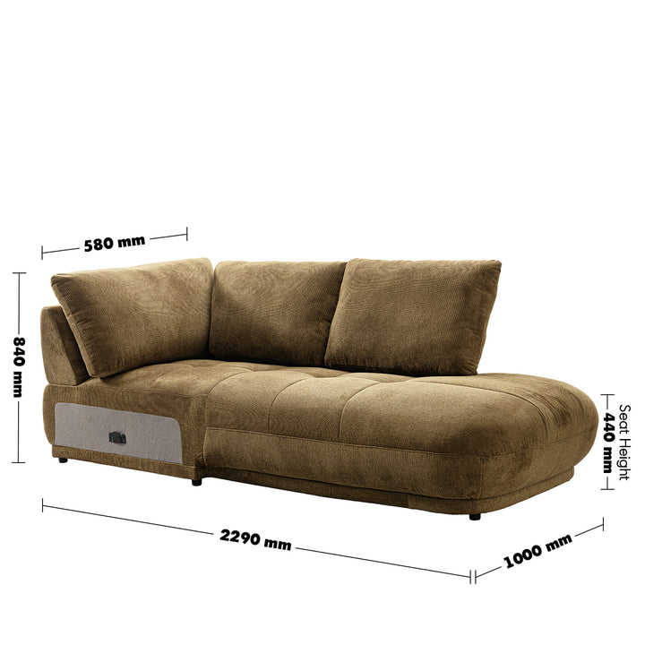 Cream cotton fabric modular chaise 2 seater sofa mossy size charts.