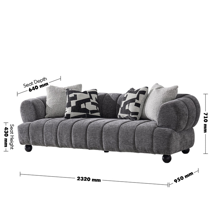 Modern velvet fabric 3 seater sofa raven size charts.