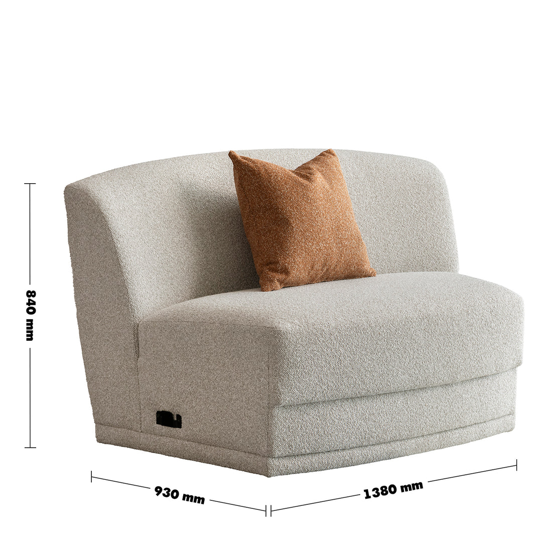 Modern boucle fabric modular armless 1 seater sofa curva size charts.