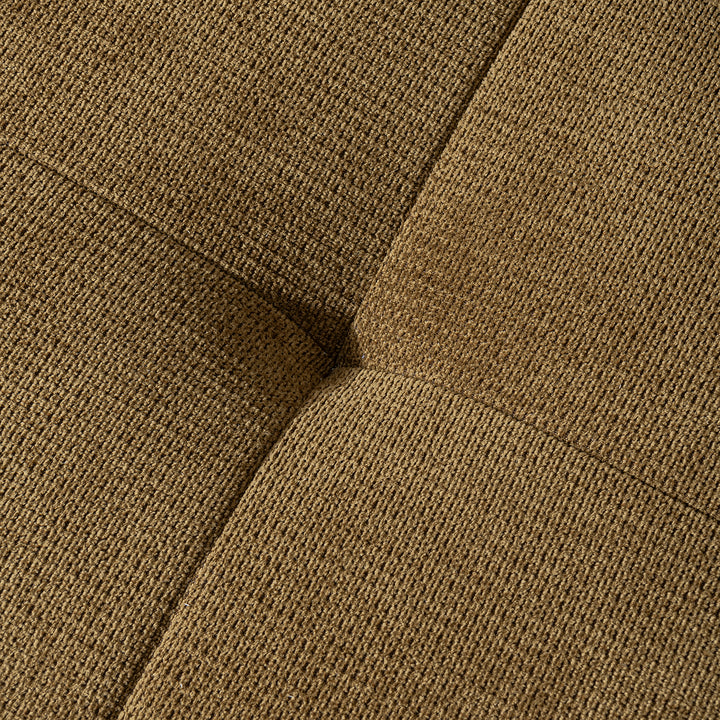 Cream cotton fabric modular chaise 2 seater sofa mossy color swatches.