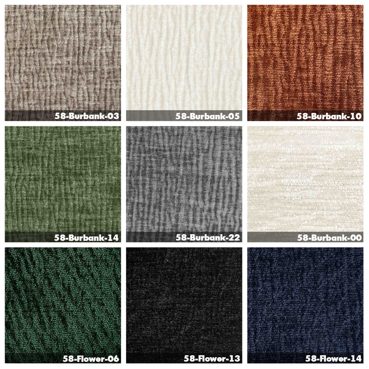 Modern velvet fabric 3 seater sofa raven color swatches.