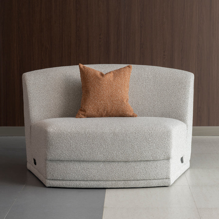 Modern boucle fabric modular armless 1 seater sofa curva color swatches.