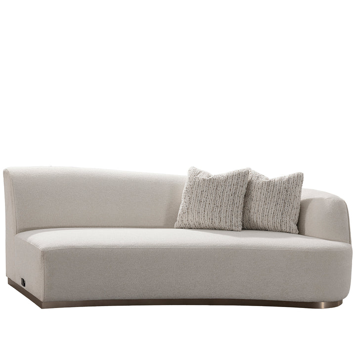 Modern boucle fabric modular corner 2 seater sofa loomi in white background.