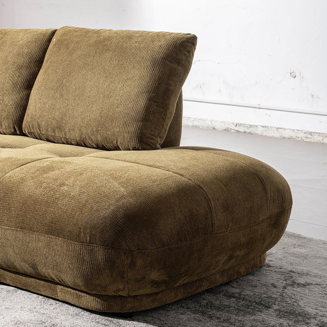 Cream cotton fabric modular l shape sectional sofa 3+l mossy material variants.