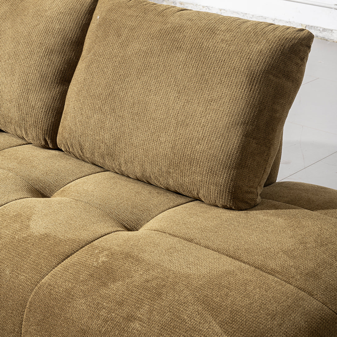 Cream cotton fabric modular chaise 2 seater sofa mossy in real life style.