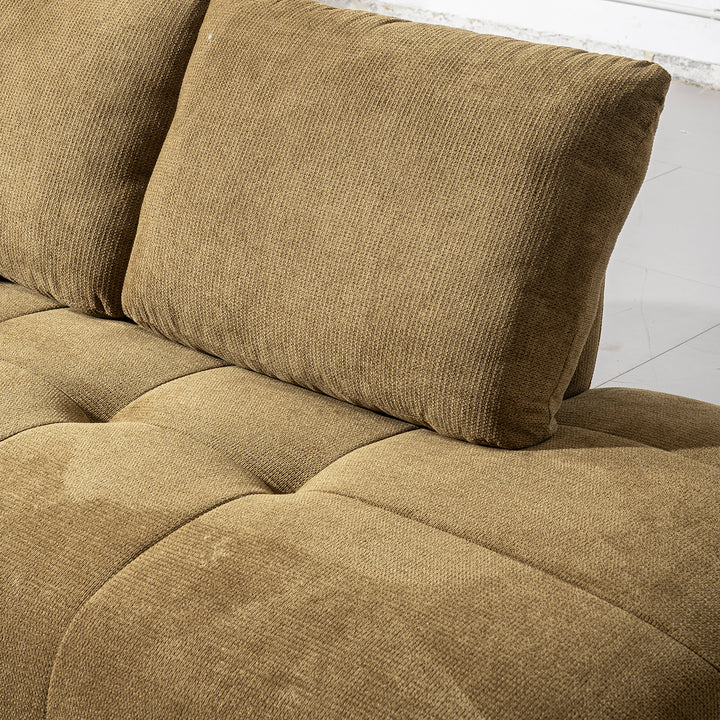 Cream cotton fabric modular chaise 2 seater sofa mossy in real life style.