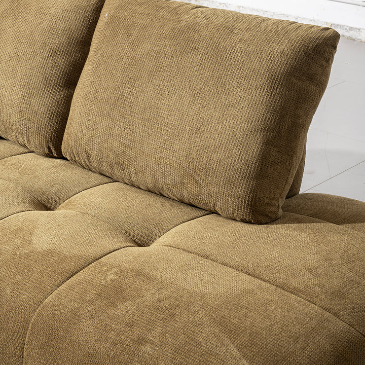 Cream cotton fabric modular l shape sectional sofa 3+l mossy in real life style.