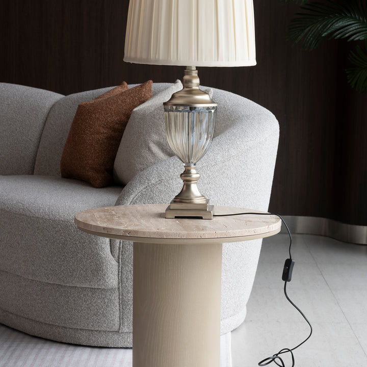 Modern boucle fabric modular corner 1 seater sofa curva with context.