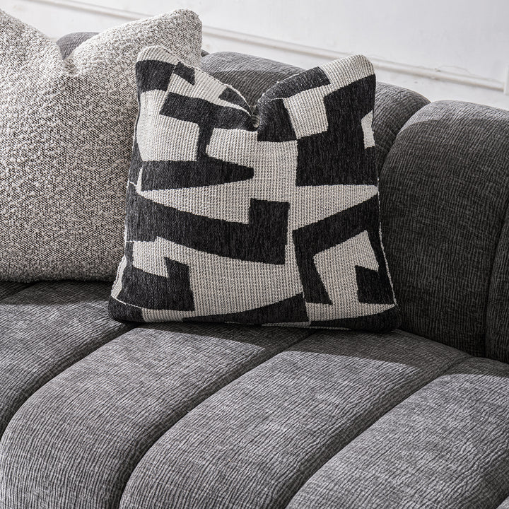 Modern velvet fabric 2 seater sofa raven in details.