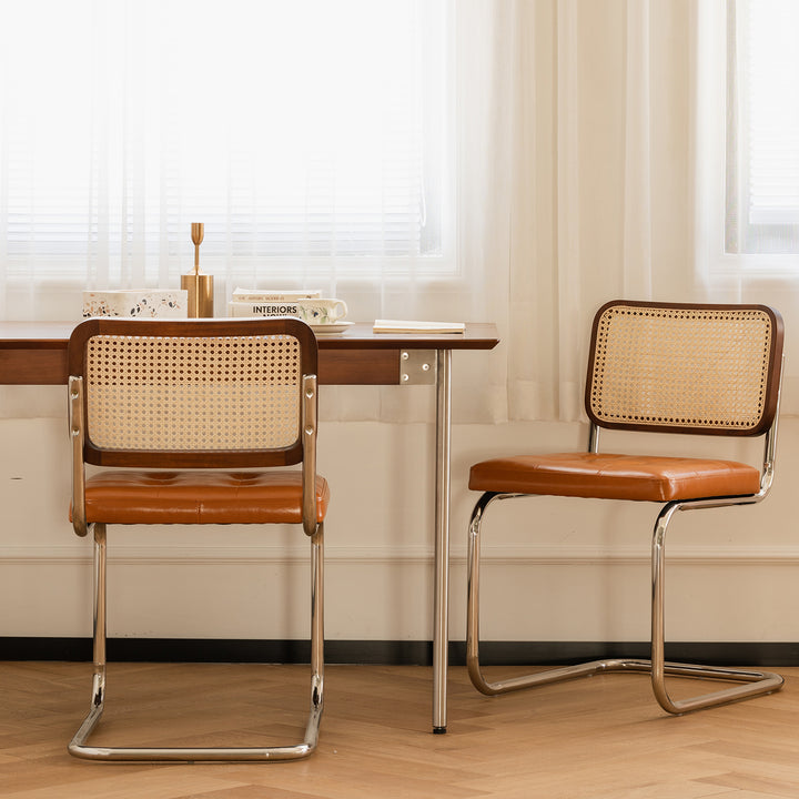 Vintage rattan pu leather dining chair hoh xil conceptual design.