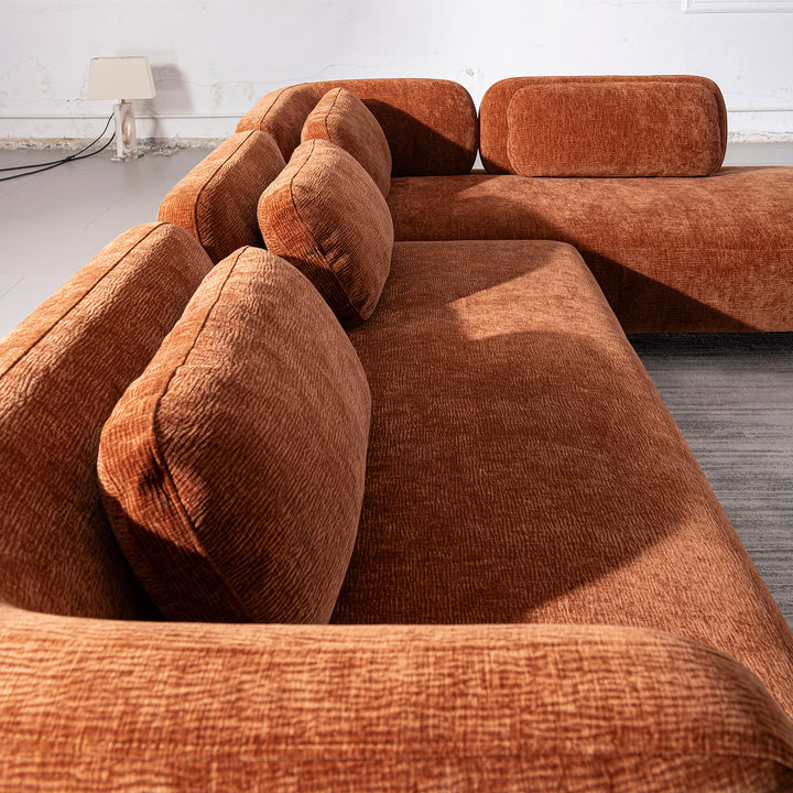 Cream velvet fabric modular l shape sectional sofa 4+l bubba situational feels.