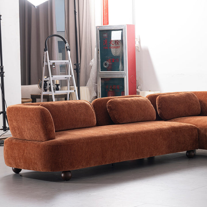 Cream velvet fabric modular l shape sectional sofa 4+l bubba detail 2.