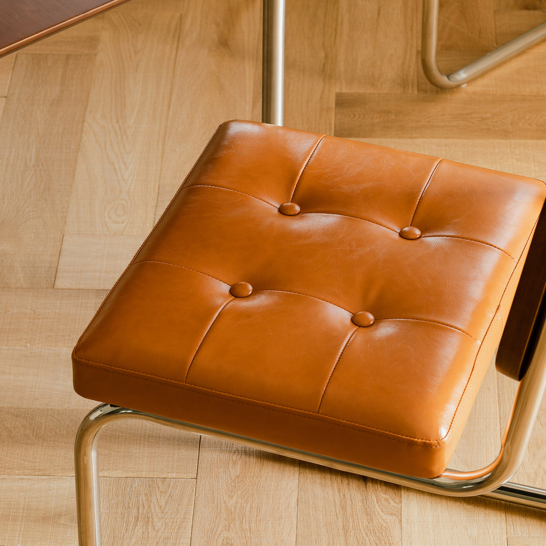 Vintage rattan pu leather dining chair hoh xil detail 2.