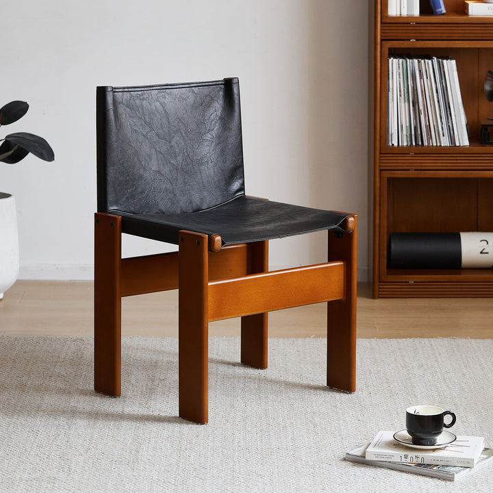 Vintage genuine leather dining chair tansu primary product view.