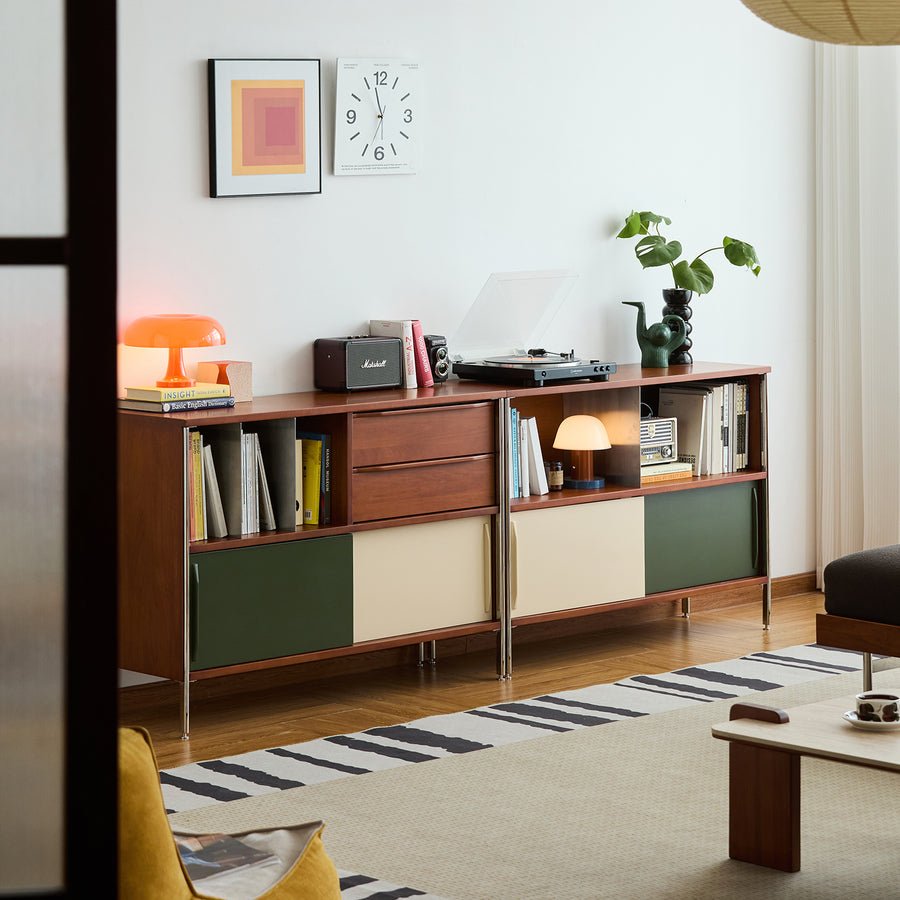 Vintage boxwood side cabinet silver wing primary product view.