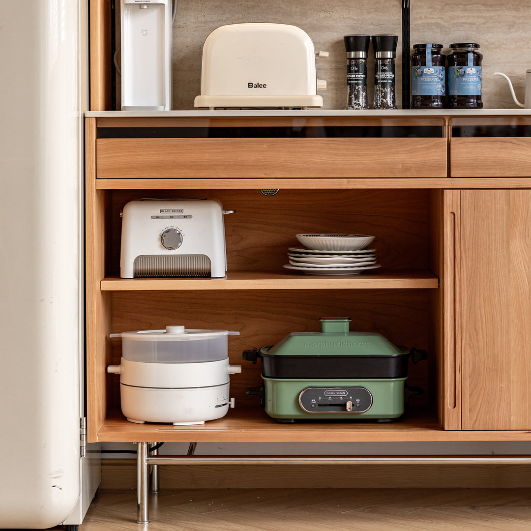Scandinavian cherry wood sintered stone cabinet timeless detail 3.