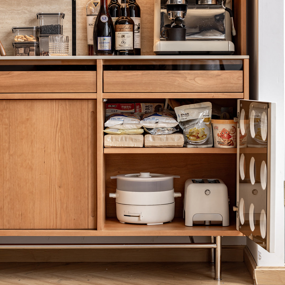 Scandinavian cherry wood sintered stone cabinet timeless detail 4.