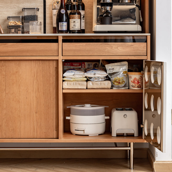 Scandinavian cherry wood sintered stone cabinet timeless detail 4.