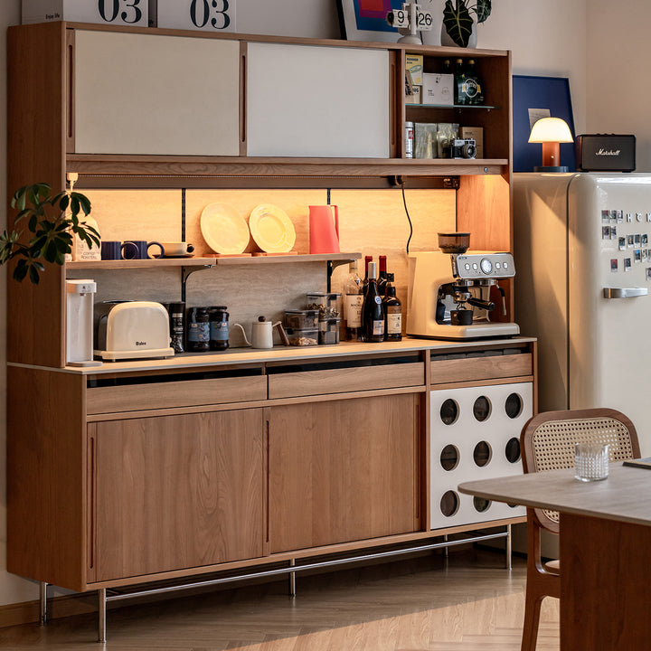 Scandinavian cherry wood sintered stone storage side cabinet timeless in real life style.