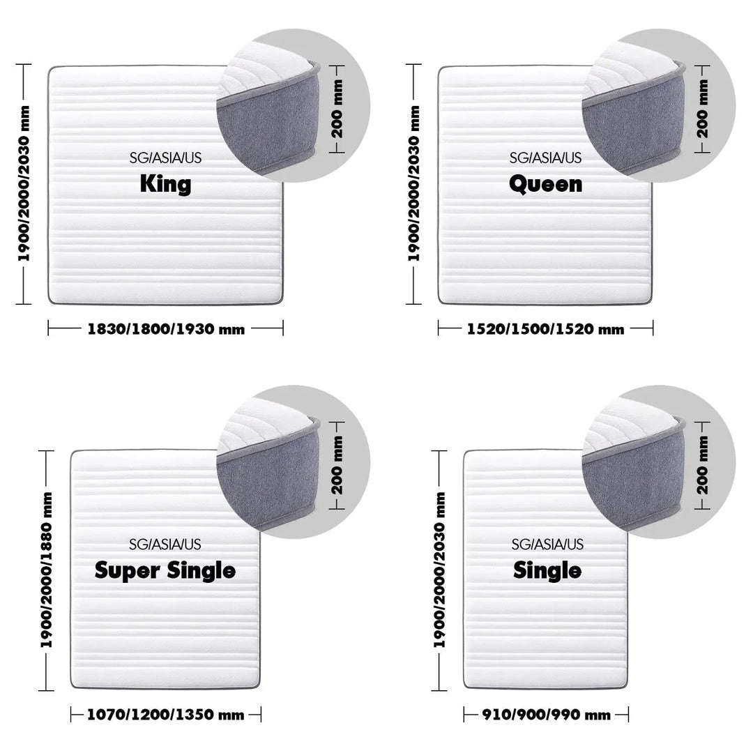 20cm pocket spring mattress baker size charts.