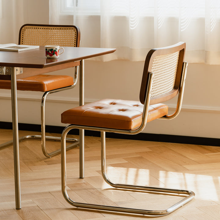 Vintage rattan pu leather dining chair hoh xil detail 5.