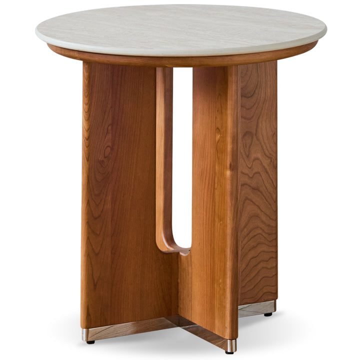 Scandinavian sintered stone coffee table set shells in white background.