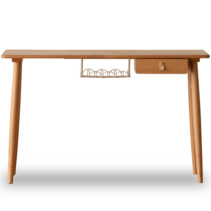 Scandinavian cherry wood study table kashima in white background.