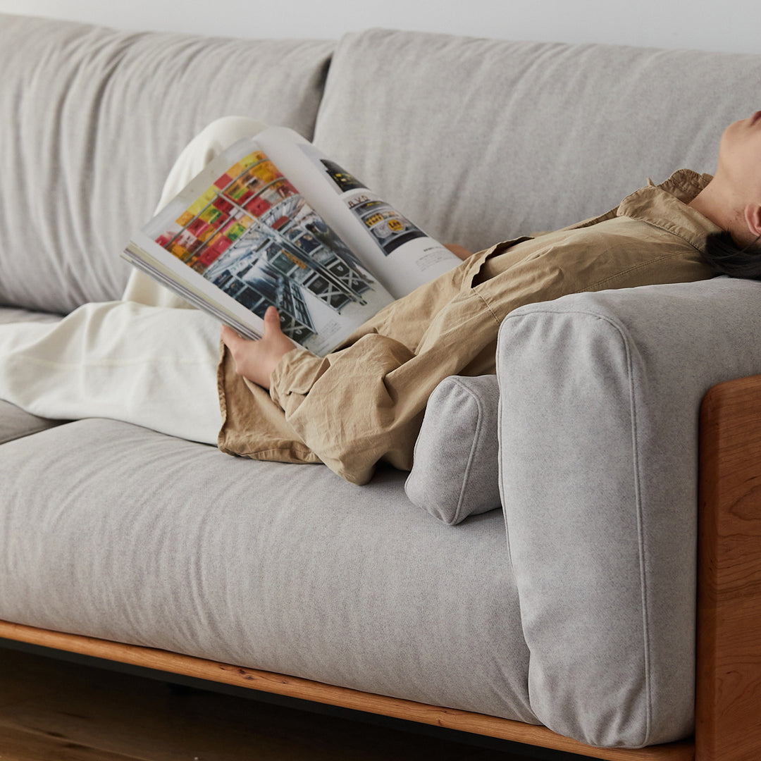 Scandinavian premium cotton fabric sofa cover in details.