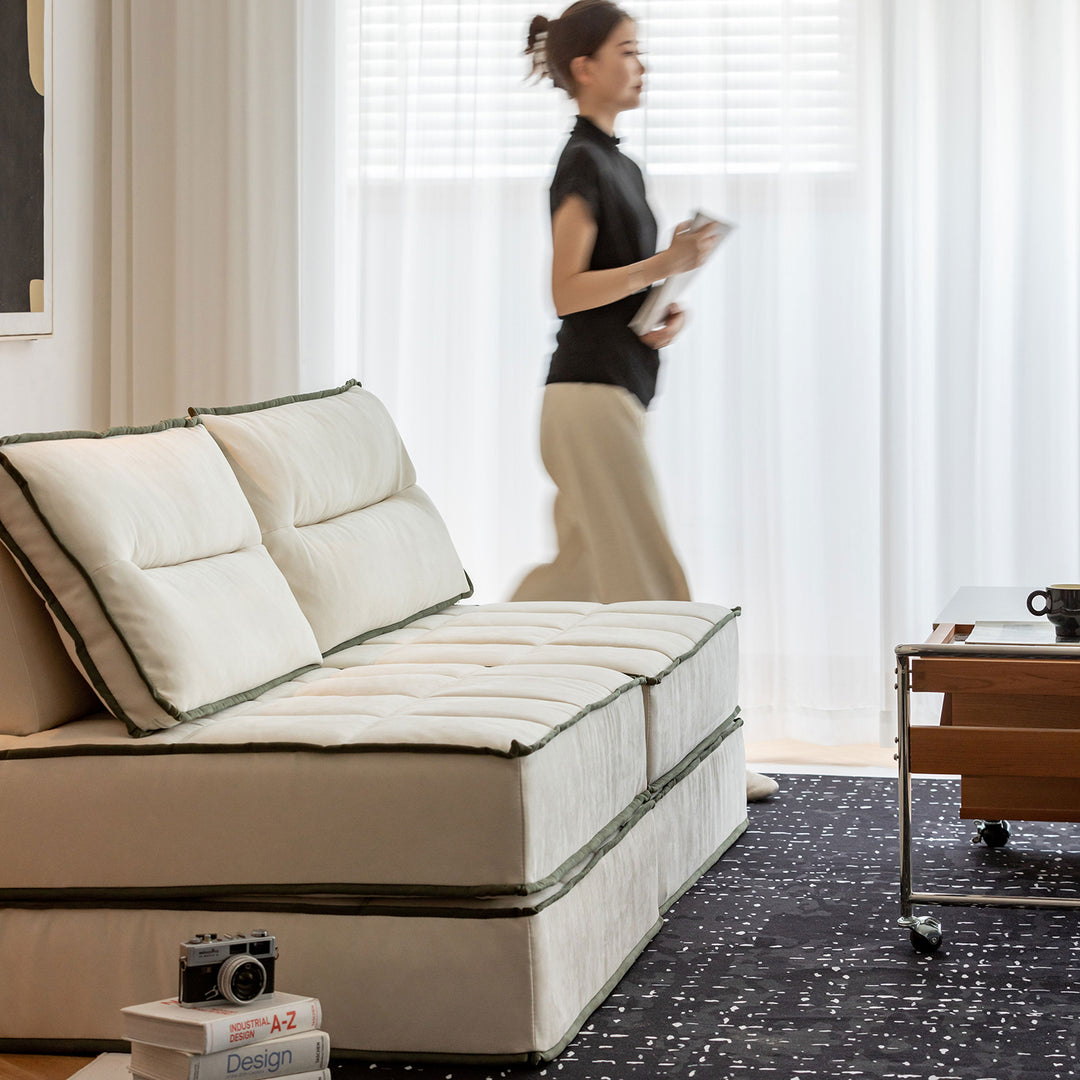 Scandinavian cat scratch resistant fabric modular 1 seater sofa tiered detail 5.