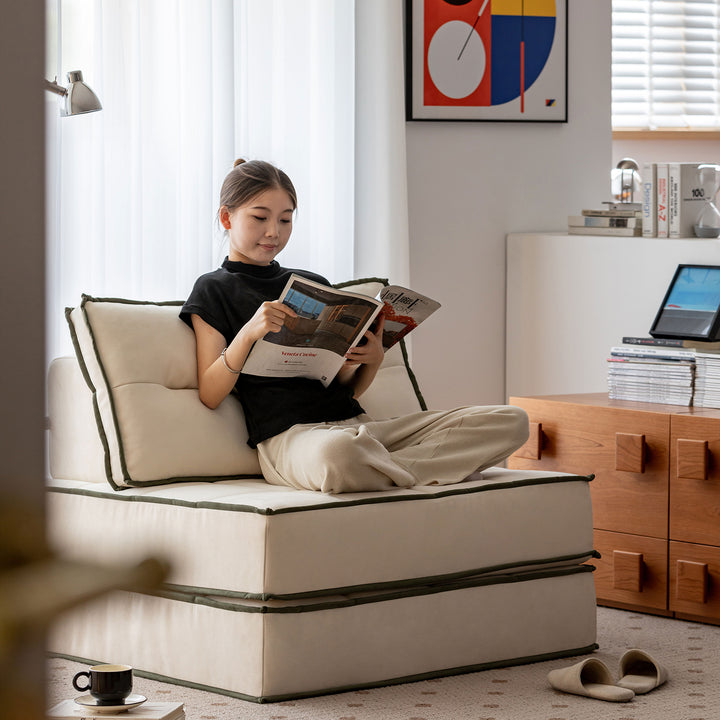 Scandinavian cat scratch resistant fabric modular 1 seater sofa tiered color swatches.