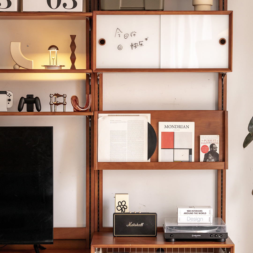 Vintage boxwood modular hanging wall shelf system muse detail 2.