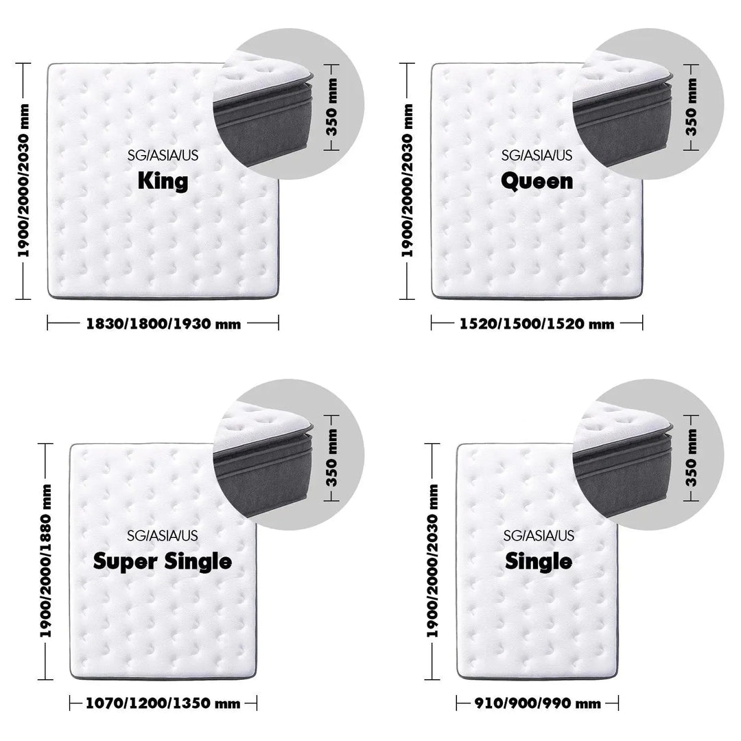 35cm latex gel memory foam pocket spring mattress deep size charts.