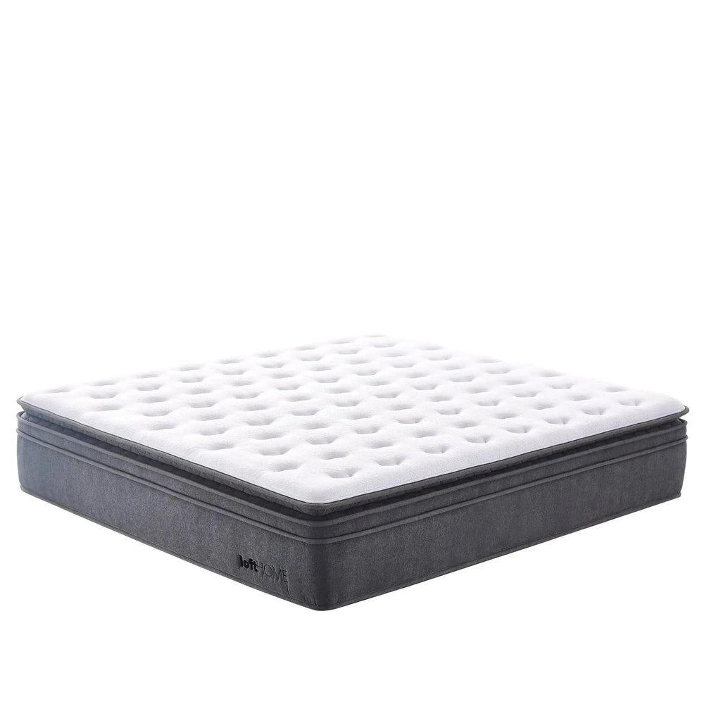 35cm latex gel memory foam pocket spring mattress deep in white background.