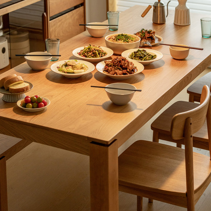 Scandinavian cherry wood dining table shoreline size charts.