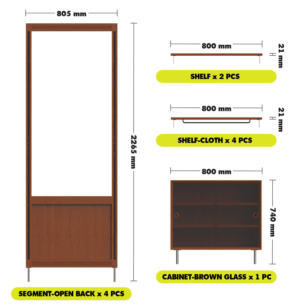 Vintage Boxwood Modular Hanging Wall Shelf System MUSE WARDROBE