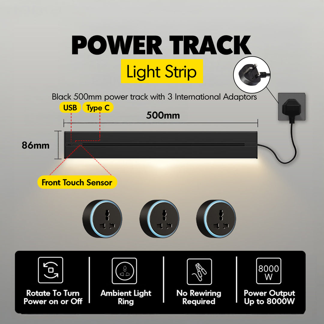 Aluminium Power Track And Adaptors With Motion Sensor LED Light