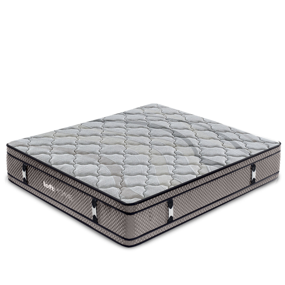 40cm latex gel memory foam pocket spring double sided mattress ocean in white background.