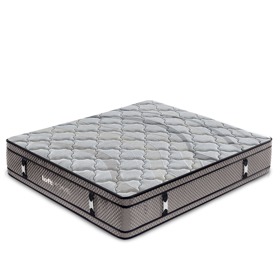 40cm latex gel memory foam pocket spring double sided mattress ocean in white background.