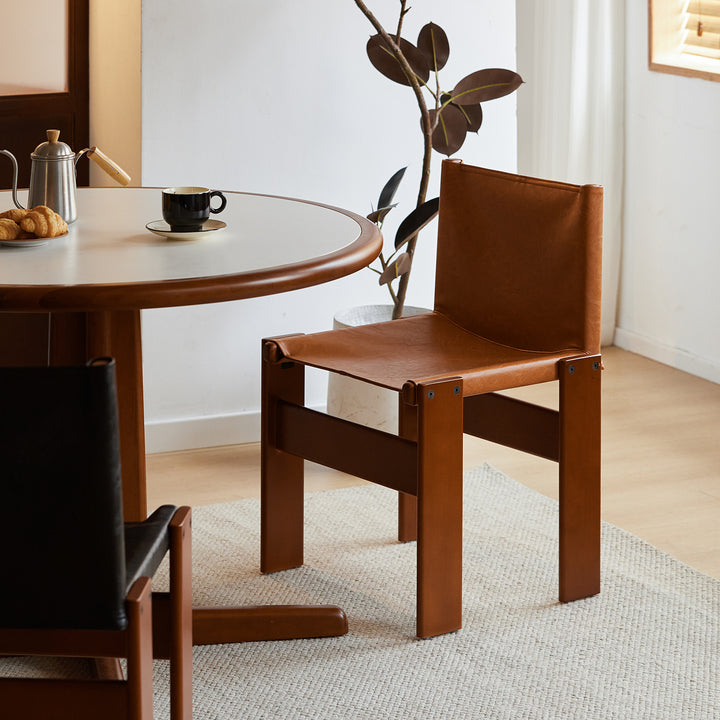 Vintage genuine leather dining chair tansu color swatches.