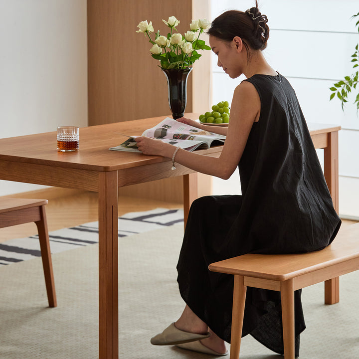 Scandinavian cherry wood dining table eclipse material variants.