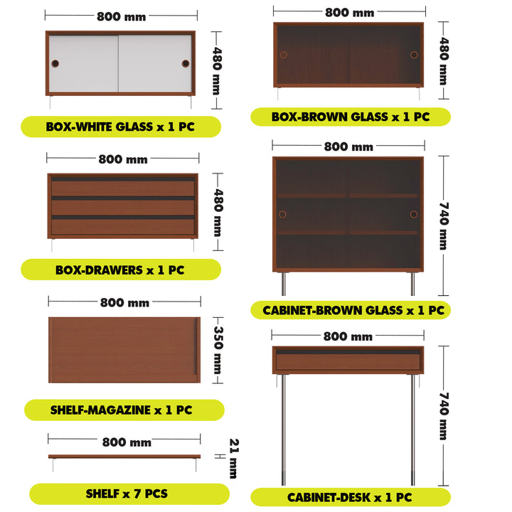 Vintage Boxwood Modular Hanging Wall Shelf System MUSE LIVING