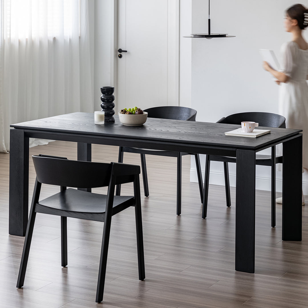 Minimalist ash wood dining table kor color swatches.