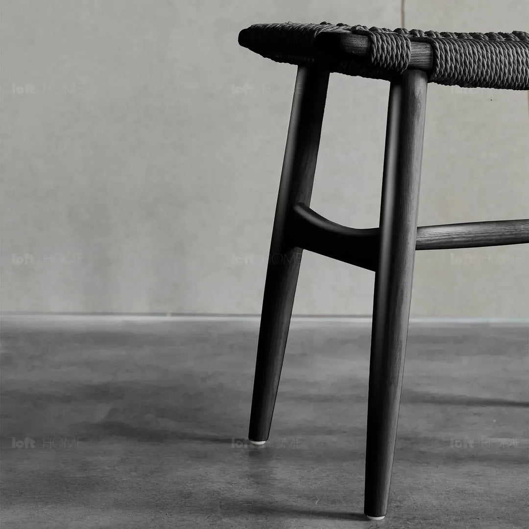 Japandi wood woven rope dining stool woven detail 9.